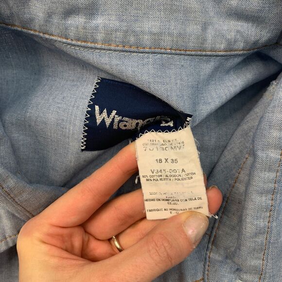 Vintage Wrangler Shirt Mens 18 Pearl Snap Button Arizona Cowboy College *READ - Picture 5 of 11